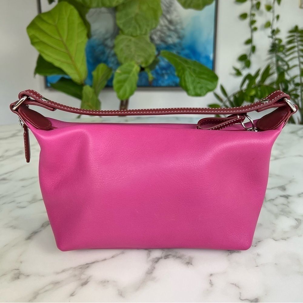 COACH Vintage Y2K EST. 1941 Leatherware Mini Shoulder Baguette Bag Pink Leather - Picture 3 of 12